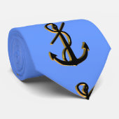 Ankers stropdas blauw, zwart, goud (Opgerold)