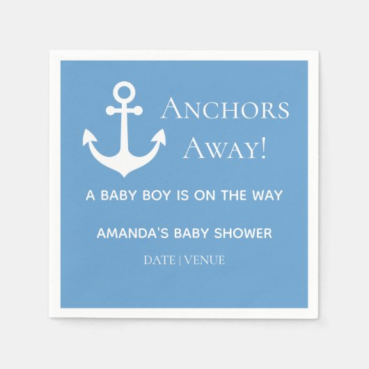 Ankers weg Blue Anchor Baby shower Servet (Voorkant)