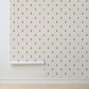 Ankers weg! Klassiek nautisch ankerpatroon Behang