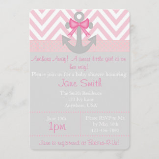 Ankers weg meisje Baby shower Kaart