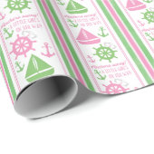 Ankers weg meisje nautische Baby shower Cadeaupapier (Rol Hoek)