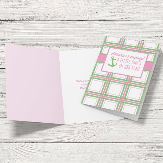 Ankers weg meisje nautische Baby shower Kaart