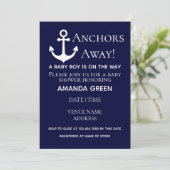 Ankers weg Navy Blue Nautisch Baby shower Kaart (Staand voorkant)