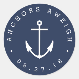 Ankers wegen Navy Nautical Baby shower Ronde Sticker
