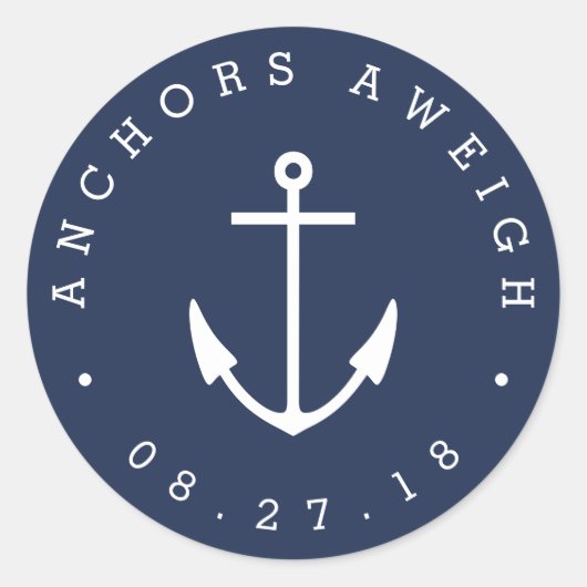 Ankers wegen | Navy Nautical Baby shower Ronde Sticker (Voorkant)