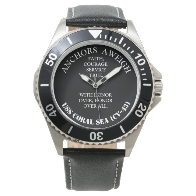 ANKERS WEGEN USS CORAL ZEE (CV-43) HORLOGE (Voorkant)