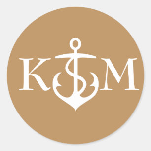 Ankersticker met Initialen in goud Ronde Sticker