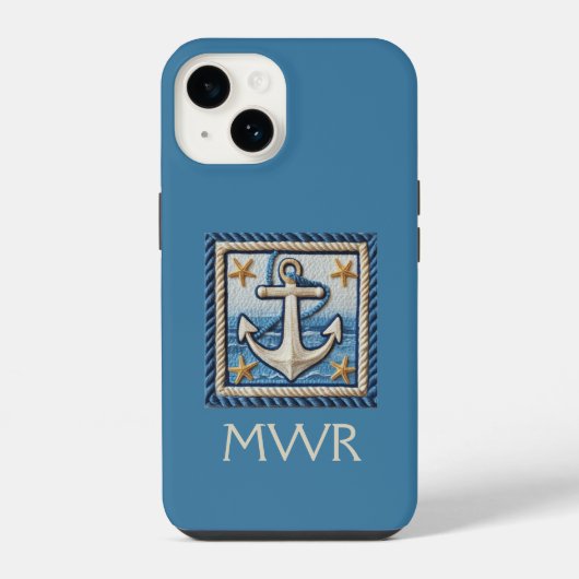 Ankerstijl: op maat gemaakte monogramanker telefoo iPhone hoesje (Achterkant)