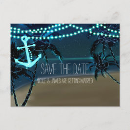 Ankerstrand + Palmbomen Save The Date-ansichtkaart Aankondigingskaart