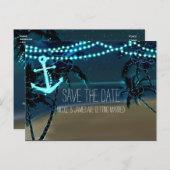 Ankerstrand + palmbomen sparen de datum Briefkaart (Voorkant / Achterkant)