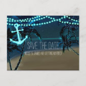 Ankerstrand + palmbomen sparen de datum Briefkaart (Voorkant)