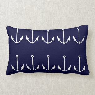 Ankerstrepen WHITE op NAVY BLUE PILLOW Kussen