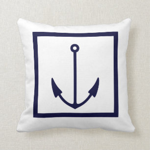 Ankerstrepen WHITE op NAVY BLUE PILLOW Kussen