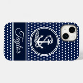 Ankersymbool Maritiem Blauw en Witte Douanenaam Case-Mate iPhone Case (Achterkant (horizontaal))
