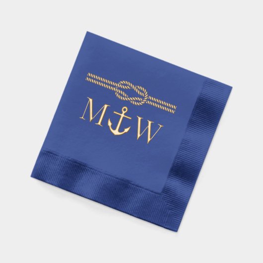 Ankertouw Knoop Grens Bruiloft 2 Initiaal Monogram Folie Servetten (Links)