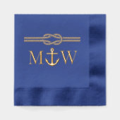 Ankertouw Knoop Grens Bruiloft 2 Initiaal Monogram Folie Servetten (Voorkant)