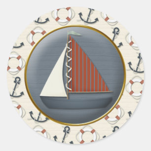 ankerzeilboot ronde sticker