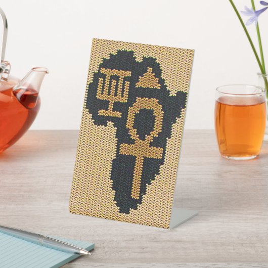 Ankh Africa Adinkra Symbol Designer Crochet Print Reclamebord Met Voetstuk (Insitu)