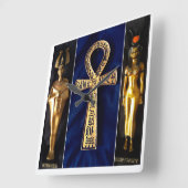 Ankh Egyptian Blue Background Vierkante Klok (Hoek)