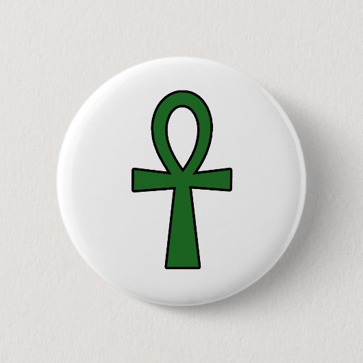 Ankh Egyptian Hieroglyphic Cross Key Life Green Ronde Button 5,7 Cm (Voorkant)