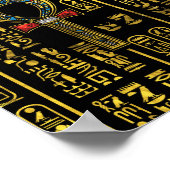 Ankh en Egyptisch hiërogliefatpatroon Poster (Hoek)