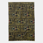 Ankh en Egyptisch hiërogliefatpatroon Theedoek (Verticaal)