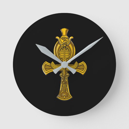 Ankh Eye of Horus Ancient Egyptian Sacred Symbol Ronde Klok (Voorkant)