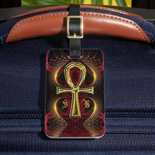 Ankh Gold Goddess aangepaste Initialen Bagagelabel