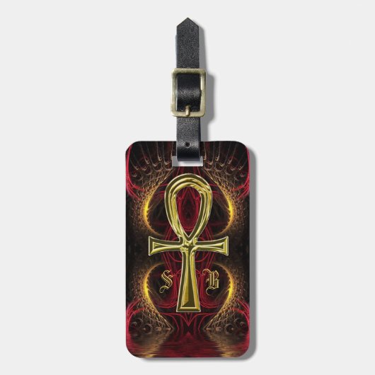 Ankh Gold Goddess aangepaste Initialen Bagagelabel (Voorkant verticaal)