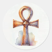Ankh in gouden Waterverf Ronde Sticker (Voorkant)