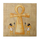 Ankh Key Of Life On Hieroglyph Ceramic Tile Tegeltje (Voorkant)