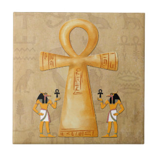 Ankh Key Of Life On Hieroglyph Ceramic Tile Tegeltje