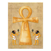 Ankh Key Of Life On Hieroglyph Foto Afdruk (Voorkant)