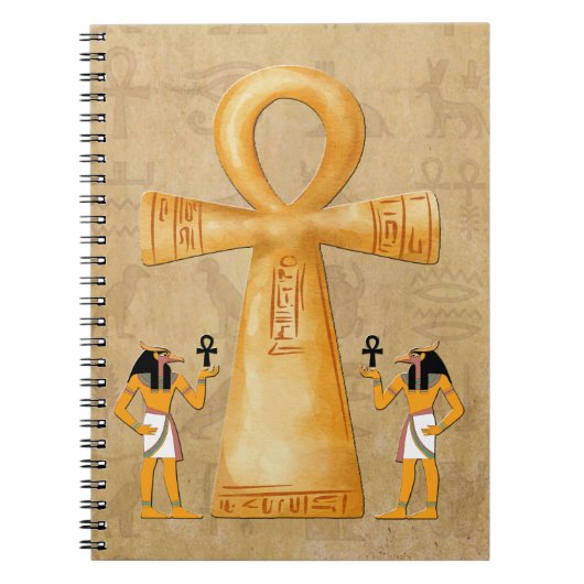 Ankh Key Of Life On Hieroglyph Notebook Notitieboek (Voorkant)