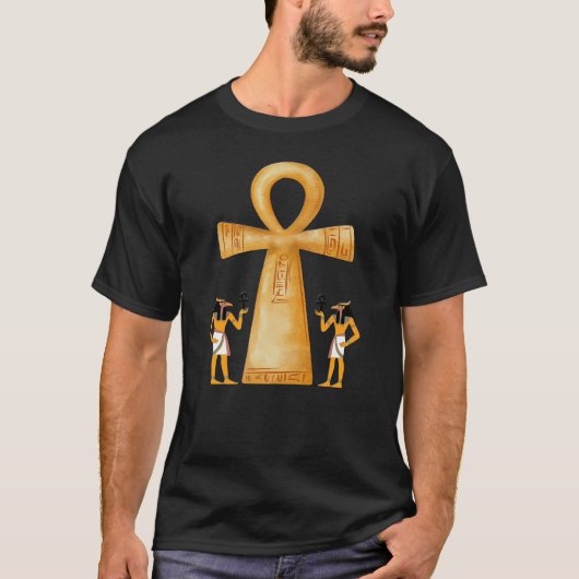Ankh Key Of Life On Hieroglyph T-shirt (Voorkant)
