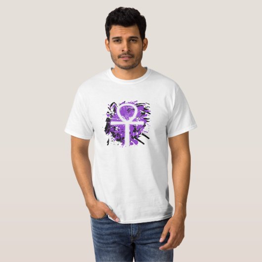 Ankh-kleurenplaat (Paars, Mannen) T-shirt (Voorkant volledig)