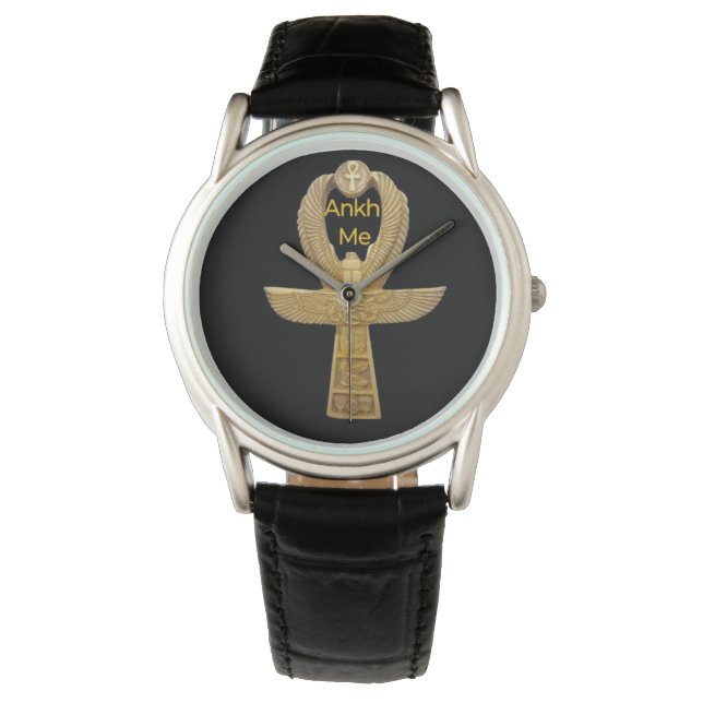 "Ankh Me" Black  Leather Watch ltd editie Horloge (Voorkant)