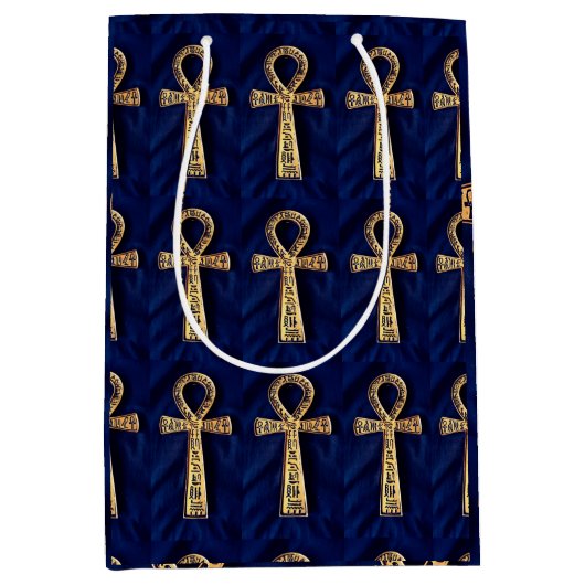 Ankh met Egyptische Hieroglyphs Medium Cadeauzakje (Voorkant)
