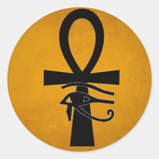 Ankh met Horus Eye Ronde Sticker (Voorkant)