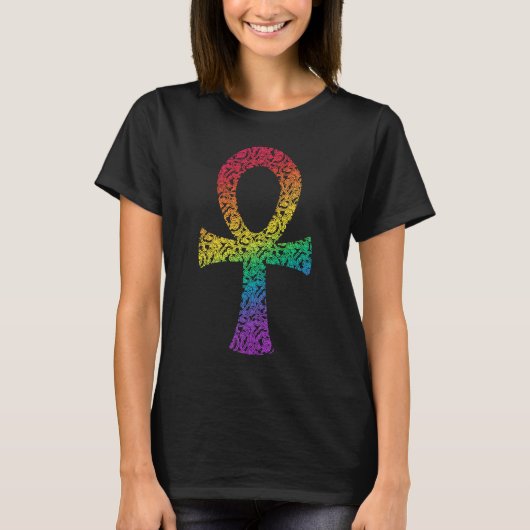 Ankh Rainbow Swirl Pattern T-Shirt (Voorkant)
