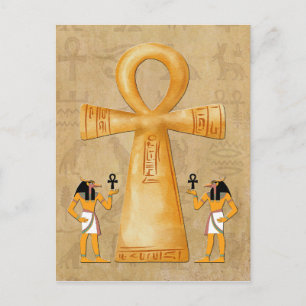 Ankh Sleutel Des Levens Op Hieroglyfen Briefkaart