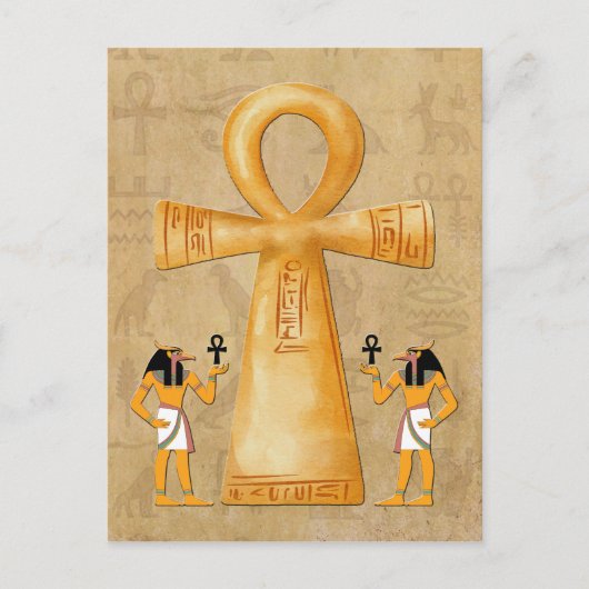 Ankh Sleutel Des Levens Op Hieroglyfen Briefkaart (Voorkant)