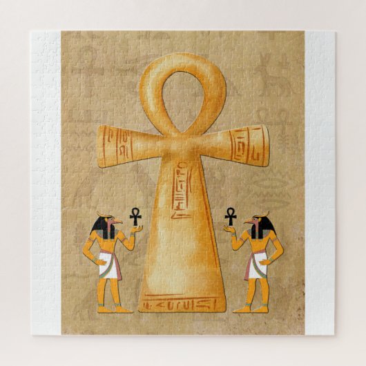 Ankh Sleutel Van Leven Op Hieroglyf Legpuzzel (Verticaal)
