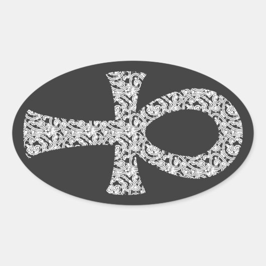 Ankh Swirl Pattern Ovale Sticker (Voorkant)