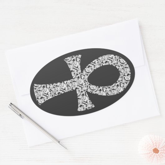 Ankh Swirl Pattern Ovale Sticker (Envelop)