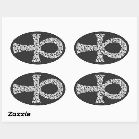Ankh Swirl Pattern Ovale Sticker (Vel)