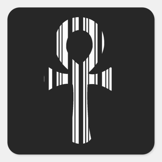 ANKH SYMBOL BAR CODE Ankhs Barcode Design Patroon Vierkante Sticker (Voorkant)