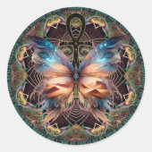 Ankh vlinder leven symbool Mandala bevestiging Ronde Sticker (Voorkant)
