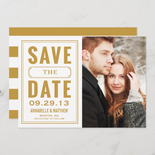 Ankondiging van Vintage Frame Save the Date (Voorkant / Achterkant)