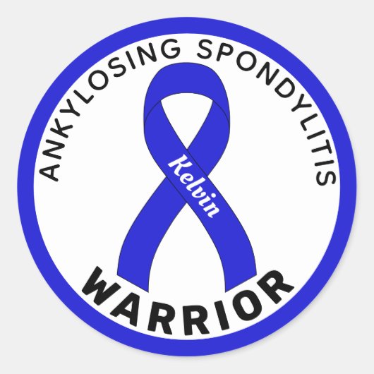 Ankylosans Spondylitis Warrior Ribbon White Ronde Sticker (Voorkant)
